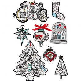 3D Stickers, christmas motifs, H: 32-80 mm, W: 25-65 mm, 8 pc/ 1 pack [HOB-27099]