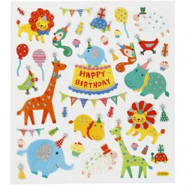 Fancy Glitter Stickers, animal orcestra, 15x16,5 cm, 1 sheet [HOB-27183]