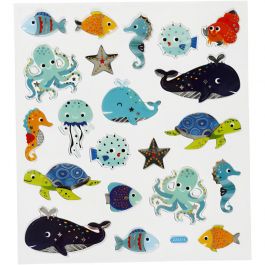 Stickers, sea animals, 15x16,5 cm, 1 sheet [HOB-27197]