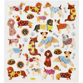 Fancy Glitter Stickers, dogs, 15x16,5 cm, 1 sheet [HOB-27198]