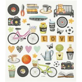 Stickers, spare time, 15x16,5 cm, 1 sheet [HOB-27200]