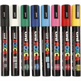 Posca Marker, line width: 2.5 mm,  PC-5M , standard colours, medium, 8pcs [HOB276900]
