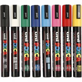 Posca Marker, no. PC-5M, line 2,5 mm, medium, assorted colours, 8 pc/ 1 pack [HOB-276900]