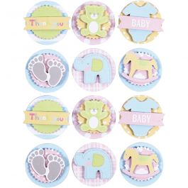 3D Baby Stickers, baby, D: 35 mm, thickness 5 mm, 1 sheet [HOB-27693]