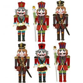 3D Stickers, nutcracker, H: 75 mm, W: 30 mm, thickness 7 mm, 6 pc/ 1 pack [HOB-27697]