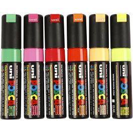 Posca Marker, assorted colours, no. PC-8K, line 8 mm, broad, 6 pc/ 1 pack [HOB-278900]
