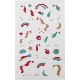 Glitter Stickers, unicorn, sheet 10x16 cm, 1 sheet [HOB-280014]