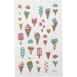 Glitter Stickers, ice cream, sheet 10x16 cm, 1 sheet [HOB-280015]