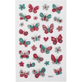 Glitter Stickers, butterflies, sheet 10x16 cm, 1 sheet [HOB-280018]