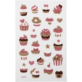 Glitter Stickers, muffins, sheet 10x16 cm, 1 sheet [HOB-280019]