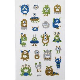 Glitter Stickers, aliens, sheet 10x16 cm, 1 sheet [HOB-280020]