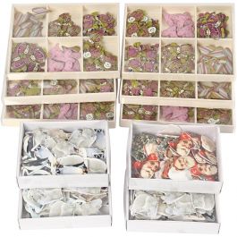 Wooden Stickers, H: 40-50 mm, W: 15-45 mm, Winter Animals, 600mixed