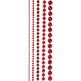 Half Pearls, size 2-8 mm, red, 140mixed