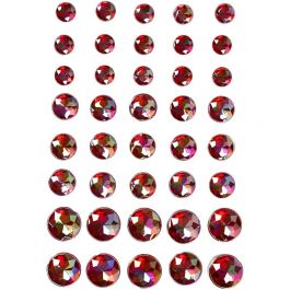 Rhinestones, size 6+8+10 mm, red, 40mixed