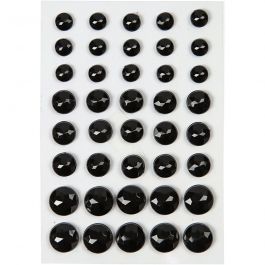 Rhinestones, size 6+8+10 mm, black, 40mixed