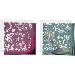 Deco Foil and transfer sheet, light blue, pink, spring, 15x15 cm, 2x2 sheet/ 1 pack [HOB-283551]