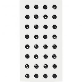 Rhinestones, black, D: 8 mm, 32 pc/ 1 pack [HOB-283802]