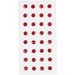 Rhinestones, red, D: 8 mm, 32 pc/ 1 pack [HOB-283803]