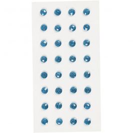 Rhinestones, blue, D: 8 mm, 32 pc/ 1 pack [HOB-283804]
