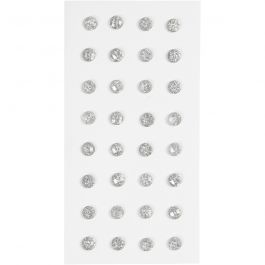 Rhinestones, silver, D: 8 mm, 32 pc/ 1 pack [HOB-283818]