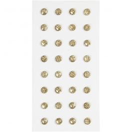 Rhinestones, gold, D: 8 mm, 32 pc/ 1 pack [HOB-283819]