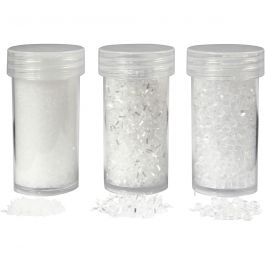 Artificial snow, white glitter, 3 tub/ 1 pack, 35+35+8 g [HOB-283850]