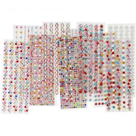 Rhinestones, D: 2-10 mm, sheet 27x9 cm, 12mixed sheets
