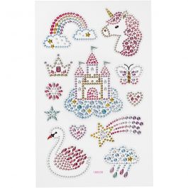 Diamond stickers, unicorn world, 15x16,5 cm, 1 sheet [HOB-284032]