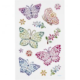Diamond stickers, butterflies, 15x16,5 cm, 1 sheet [HOB-284038]