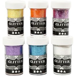 Glitter, asstd colours, 6x20g