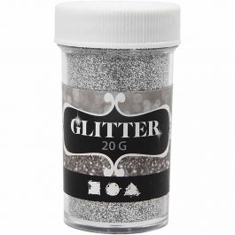 Glitter, D: 35 mm, H: 60 mm, silver, 20g