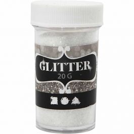 Glitter, D: 35 mm, H: 60 mm, white, 20g