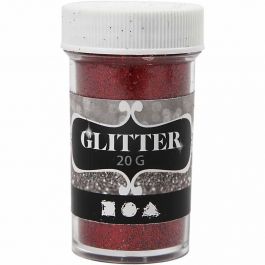 Glitter, D: 35 mm, H: 60 mm, red, 20g