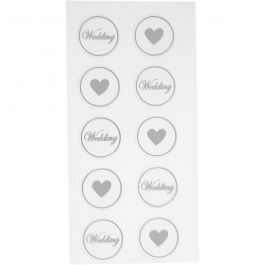 Stickers, black, sheet 7,8x15,5 cm, D: 25 mm, Heart - Wedding, 2mixed sheets
