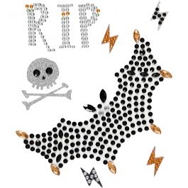 Rhinestone Stickers, sheet 14x17 cm, RIP and bat, 1sheet