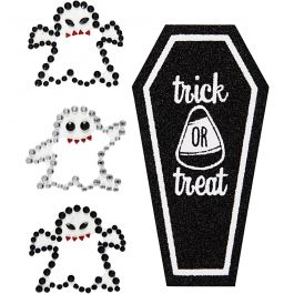 Rhinestone Stickers, sheet 14x17 cm, ghosts and coffin, 1sheet