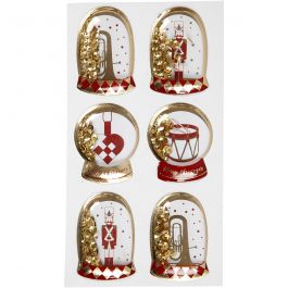 Shaker stickers, gold, nutcracker, size 49x32+45x36 mm, 6 pc/ 1 pack [HOB-28483]