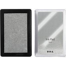Ink Pad, H: 2 cm, size 9x6 cm, silver, 1 pc [HOB-285338]