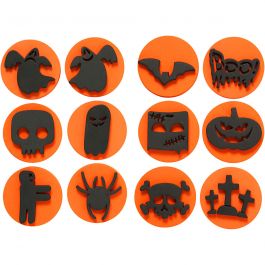 Foam Stamps, D: 7,5 cm, thickness 2,5 cm, halloween, 12mixed