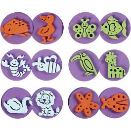 Foam Stamps, D: 7,5 cm, thickness 2,5 cm, zoo, 6mixed