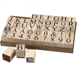 Wooden Stamps Set, H: 15 mm, size 20x20 mm, 45mixed