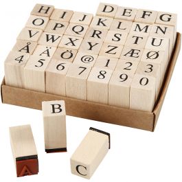 Wooden Stamps Set, H: 8 mm, size 13x13 mm, 42mixed