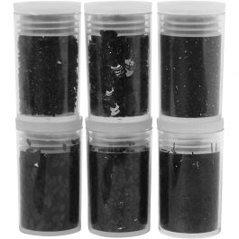 Glitter and Sequin, black, 6x5 g/ 1 pack [HOB-28587]