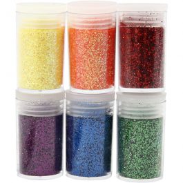 Glitter, assorted colours, 6x5 g/ 1 pack [HOB-28589]