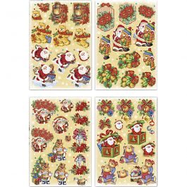 3D Decoupage Motifs, sheet 21x30 cm, Father Christmas and teddy bears, 4sheets