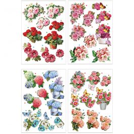 3D Decoupage Motifs, flowers, 21x30 cm, 4 sheet/ 1 pack [HOB-28703]