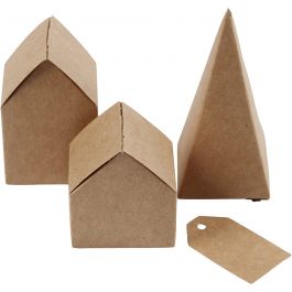 Die cut houses and trees, H: 5,7-10 Cm cm, 1 set [HOB-29040]
