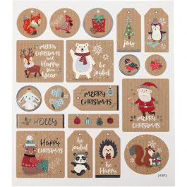 Stickers, Christmas stickers, sheet 15x16,5 cm, 1 sheet [HOB-29045]