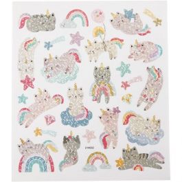 Stickers, unicorn cats, sheet 15x16,5 cm, 1 sheet [HOB-29047]