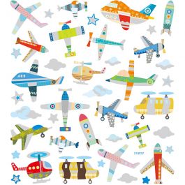Stickers, air planes and helicopters, 15x16,5 cm, 1 sheet [HOB-29085]